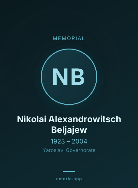 Memorial portrait of Nikolai Alexandrowitsch Beljajew