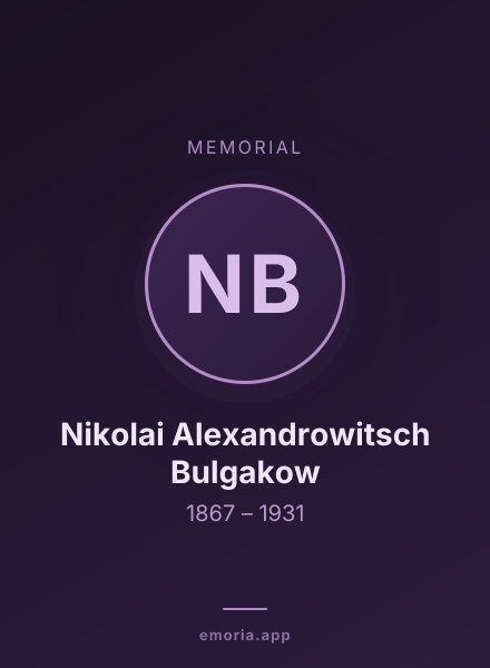 Memorial portrait of Nikolai Alexandrowitsch Bulgakow