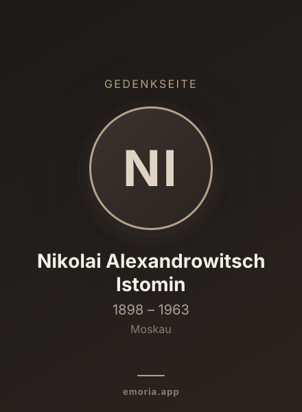 Gedenkportrait von Nikolai Alexandrowitsch Istomin