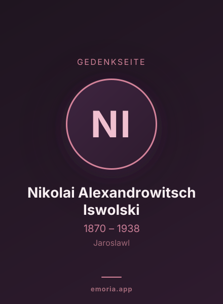 Gedenkportrait von Nikolai Alexandrowitsch Iswolski