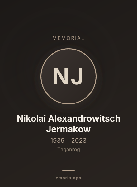 Memorial portrait of Nikolai Alexandrowitsch Jermakow