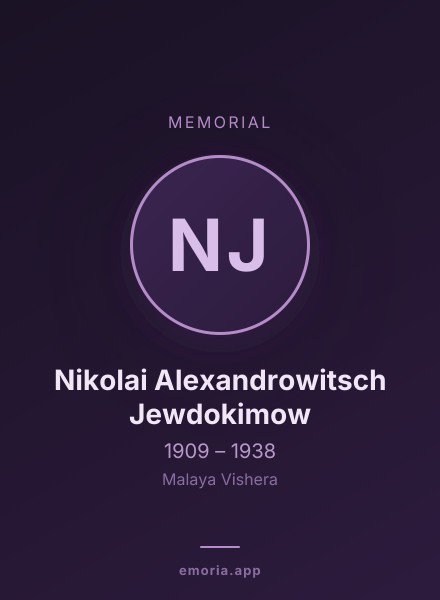 Memorial portrait of Nikolai Alexandrowitsch Jewdokimow