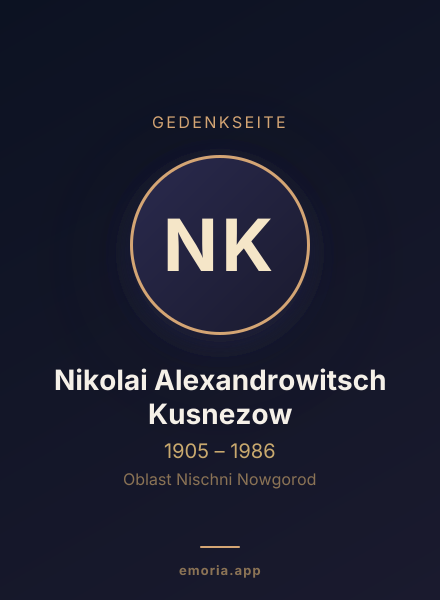 Gedenkportrait von Nikolai Alexandrowitsch Kusnezow