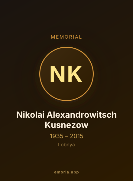 Memorial portrait of Nikolai Alexandrowitsch Kusnezow