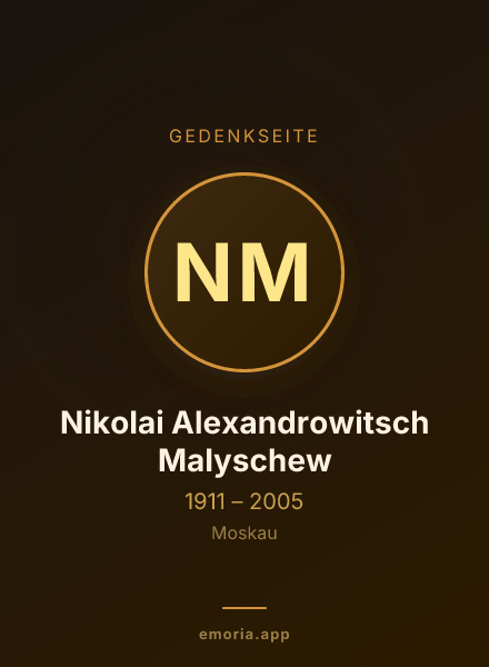 Gedenkportrait von Nikolai Alexandrowitsch Malyschew