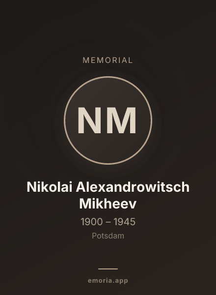 Memorial portrait of Nikolai Alexandrowitsch Mikheev