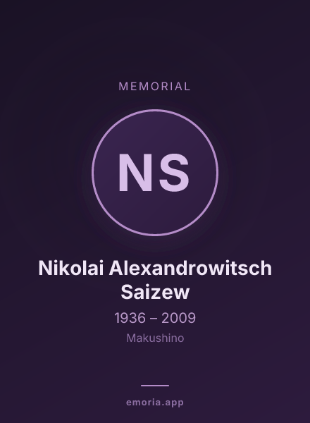 Memorial portrait of Nikolai Alexandrowitsch Saizew