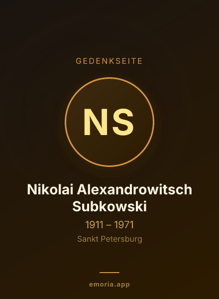 Gedenkportrait von Nikolai Alexandrowitsch Subkowski