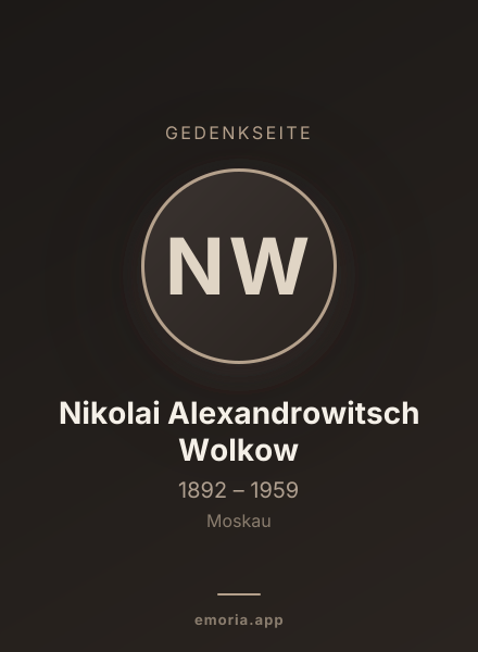 Gedenkportrait von Nikolai Alexandrowitsch Wolkow