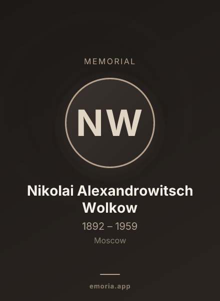 Memorial portrait of Nikolai Alexandrowitsch Wolkow
