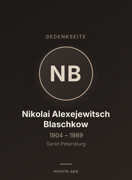Gedenkportrait von Nikolai Alexejewitsch Blaschkow