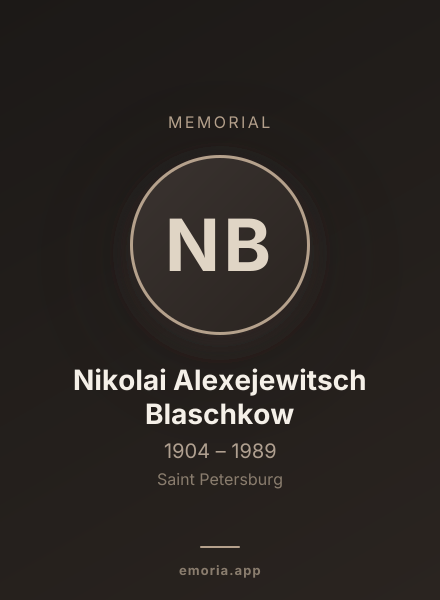 Memorial portrait of Nikolai Alexejewitsch Blaschkow