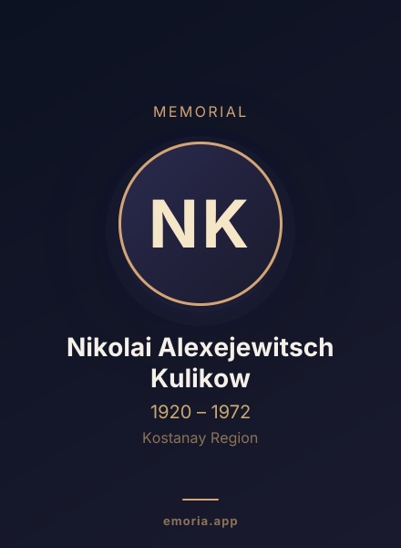 Memorial portrait of Nikolai Alexejewitsch Kulikow