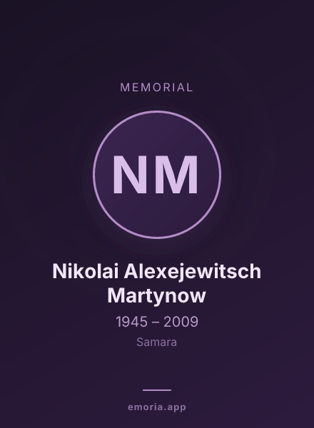Memorial portrait of Nikolai Alexejewitsch Martynow