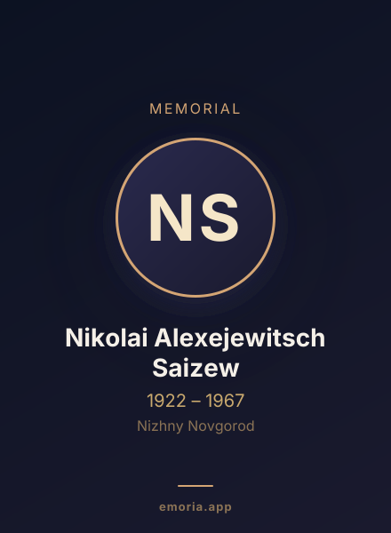 Memorial portrait of Nikolai Alexejewitsch Saizew