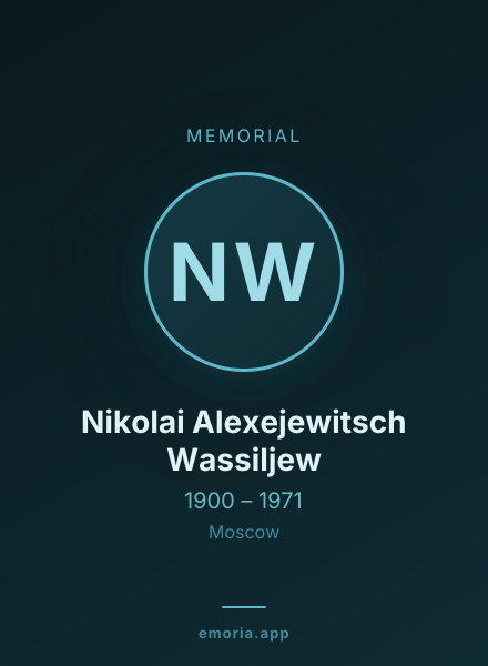 Memorial portrait of Nikolai Alexejewitsch Wassiljew