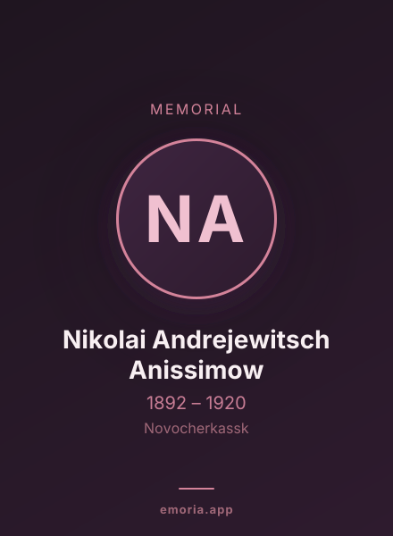 Memorial portrait of Nikolai Andrejewitsch Anissimow