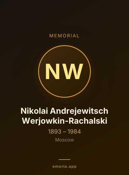 Memorial portrait of Nikolai Andrejewitsch Werjowkin-Rachalski