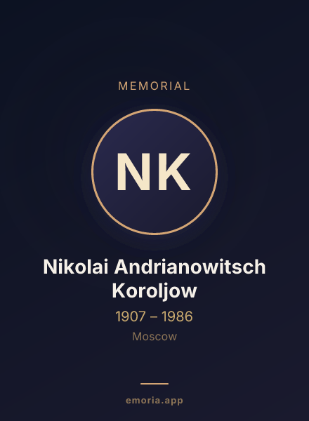 Memorial portrait of Nikolai Andrianowitsch Koroljow