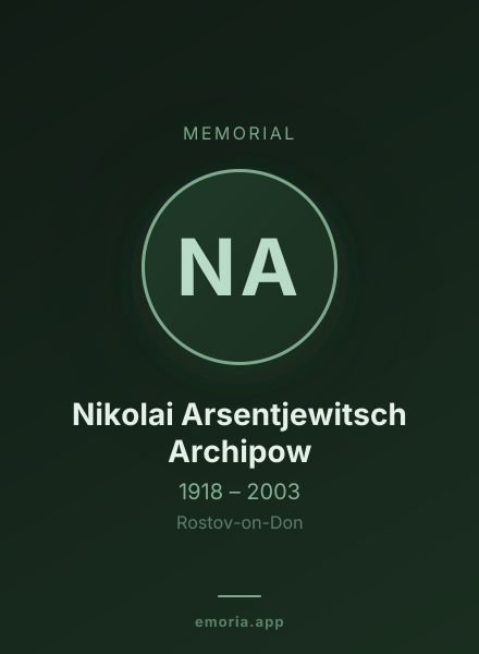 Memorial portrait of Nikolai Arsentjewitsch Archipow