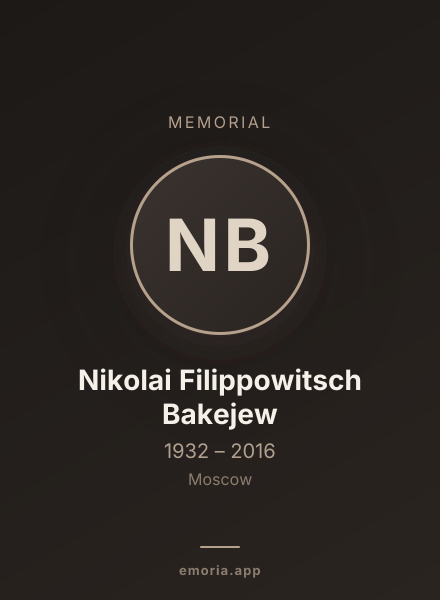 Memorial portrait of Nikolai Filippowitsch Bakejew