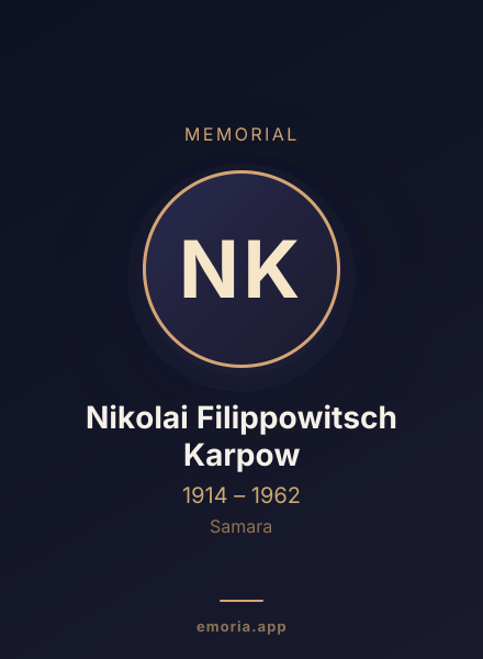 Memorial portrait of Nikolai Filippowitsch Karpow