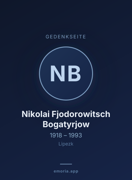 Gedenkportrait von Nikolai Fjodorowitsch Bogatyrjow