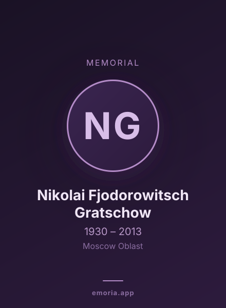 Memorial portrait of Nikolai Fjodorowitsch Gratschow