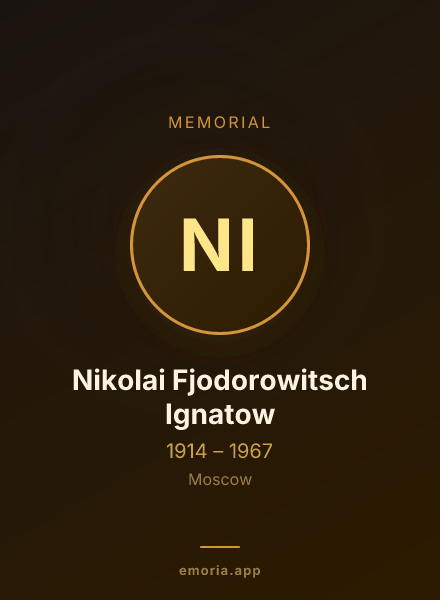 Memorial portrait of Nikolai Fjodorowitsch Ignatow