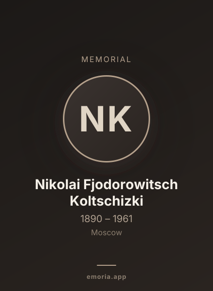 Memorial portrait of Nikolai Fjodorowitsch Koltschizki