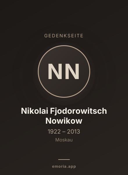 Gedenkportrait von Nikolai Fjodorowitsch Nowikow