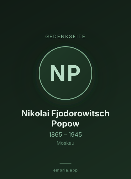 Gedenkportrait von Nikolai Fjodorowitsch Popow