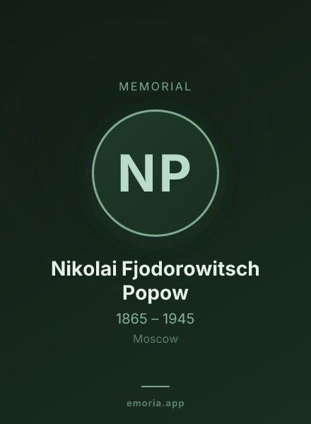 Memorial portrait of Nikolai Fjodorowitsch Popow