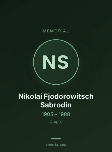Memorial portrait of Nikolai Fjodorowitsch Sabrodin