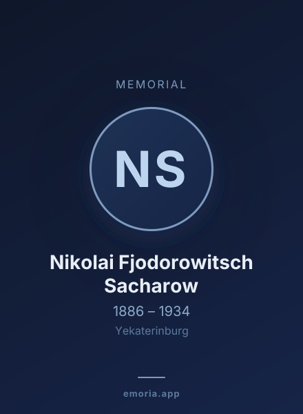 Memorial portrait of Nikolai Fjodorowitsch Sacharow