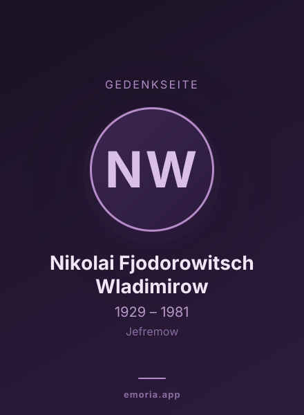 Gedenkportrait von Nikolai Fjodorowitsch Wladimirow