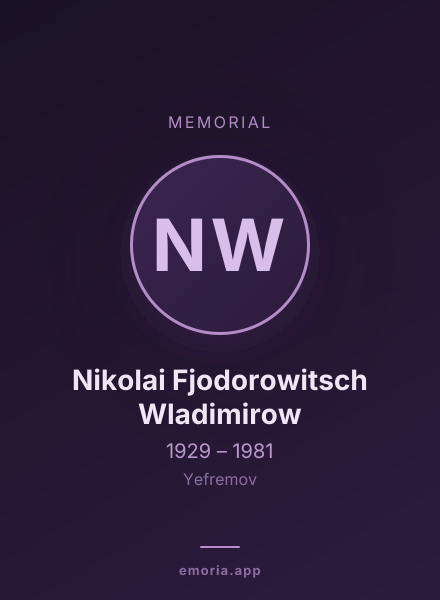 Memorial portrait of Nikolai Fjodorowitsch Wladimirow