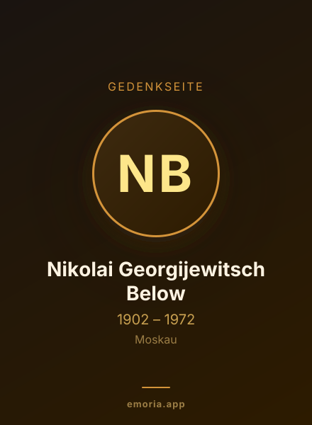 Gedenkportrait von Nikolai Georgijewitsch Below