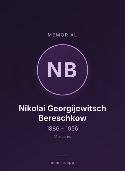 Memorial portrait of Nikolai Georgijewitsch Bereschkow