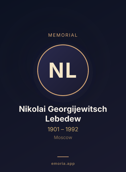 Memorial portrait of Nikolai Georgijewitsch Lebedew