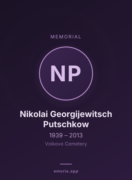 Memorial portrait of Nikolai Georgijewitsch Putschkow