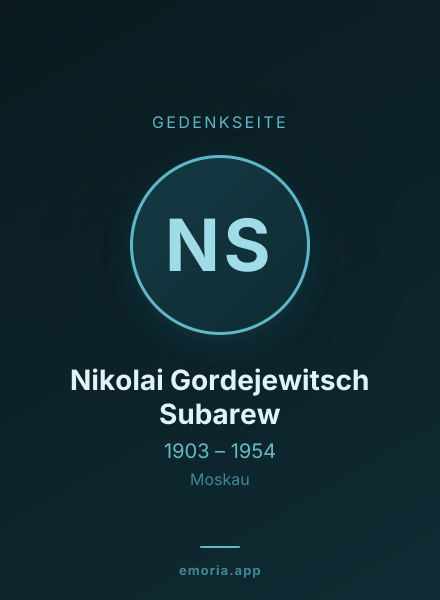 Gedenkportrait von Nikolai Gordejewitsch Subarew