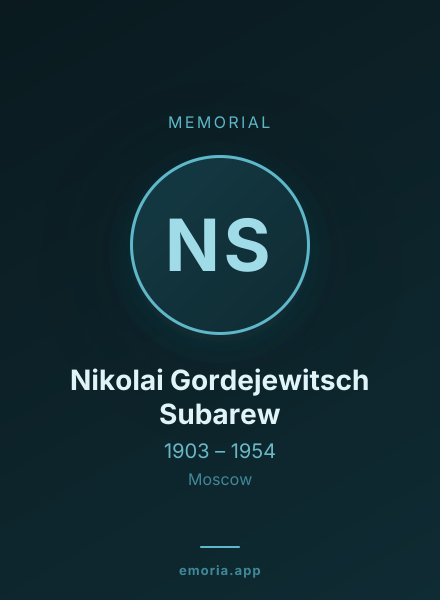 Memorial portrait of Nikolai Gordejewitsch Subarew