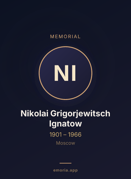 Memorial portrait of Nikolai Grigorjewitsch Ignatow