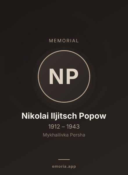 Memorial portrait of Nikolai Iljitsch Popow