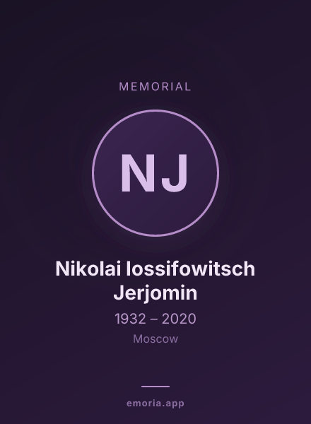 Memorial portrait of Nikolai Iossifowitsch Jerjomin