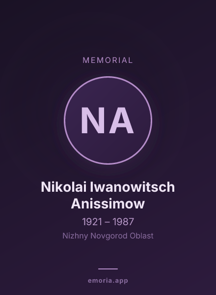 Memorial portrait of Nikolai Iwanowitsch Anissimow