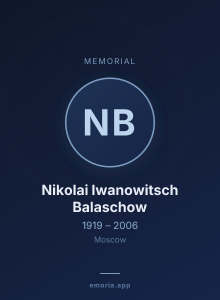 Memorial portrait of Nikolai Iwanowitsch Balaschow