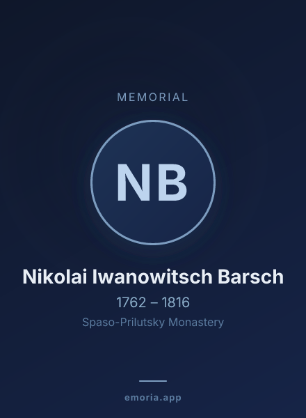 Memorial portrait of Nikolai Iwanowitsch Barsch
