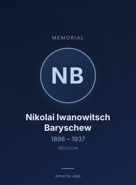Memorial portrait of Nikolai Iwanowitsch Baryschew